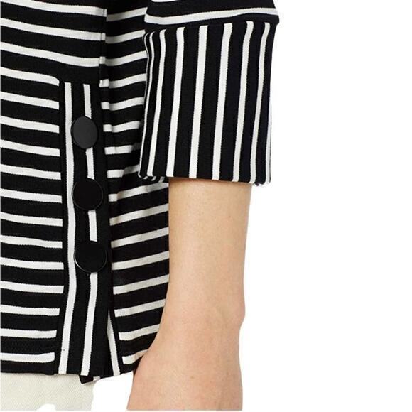 Gerry Weber Collection Striped Black White Button Top 10 - Picture 3 of 11